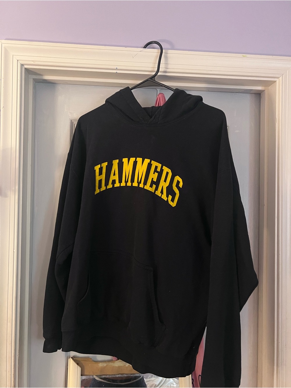 Gildan Black Crewneck Hoodie with Yellow HAMMERS Print